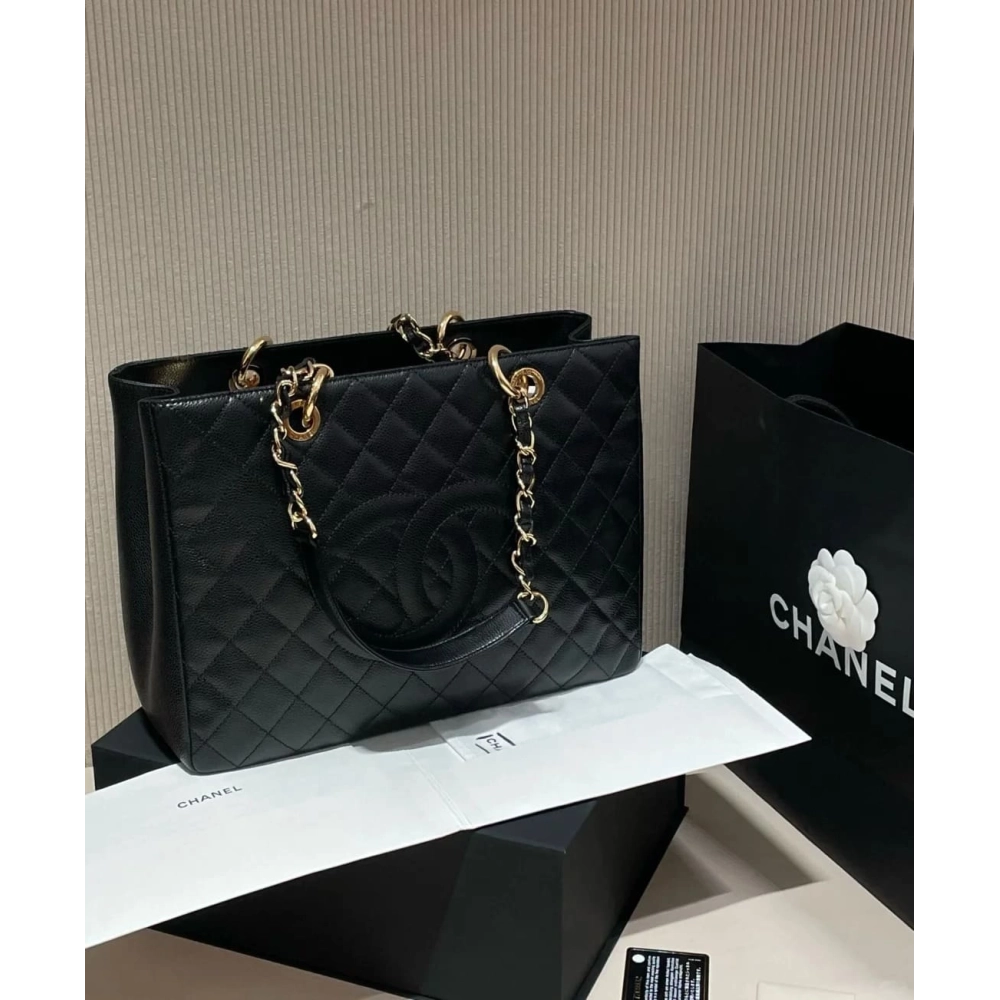 Chanel Grand Shopping Tote Caviar BLACK,CHANEL,BAGS