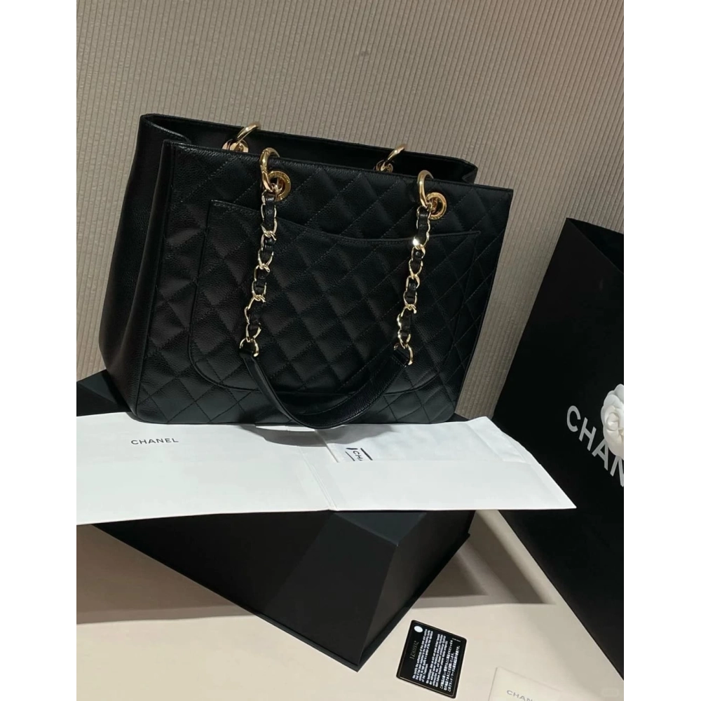 Chanel Grand Shopping Tote Caviar BLACK,CHANEL,BAGS