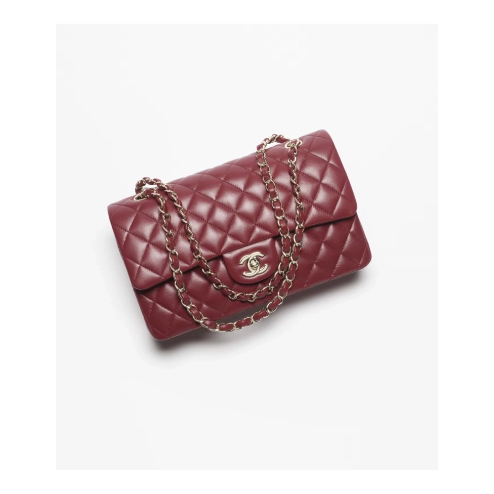 CHANEL Lambskin Gold Tone Metal Wine Red,CHANEL,BAGS