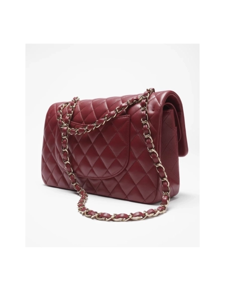 CHANEL Lambskin Gold Tone Metal Wine Red,CHANEL,BAGS