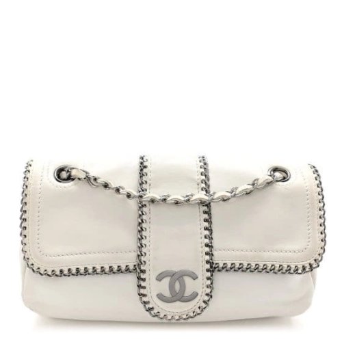 CHANEL Lambskin Mini Madison Flap White,CHANEL,BAGS