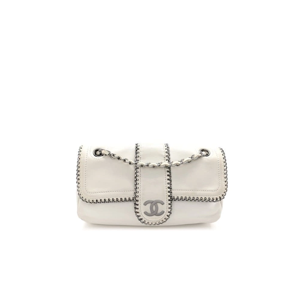 CHANEL Lambskin Mini Madison Flap White,CHANEL,BAGS