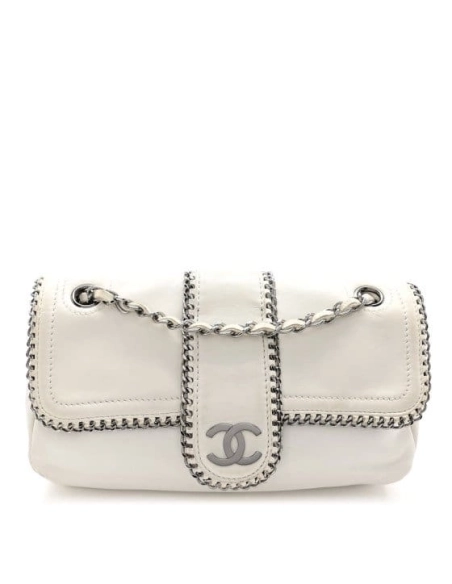 CHANEL Lambskin Mini Madison Flap White,CHANEL,BAGS