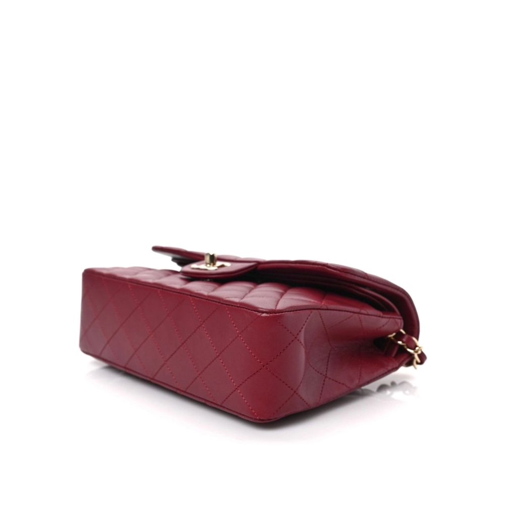 CHANEL Lambskin Quilted Medium Double Flap Burgundy,CHANEL,BAGS