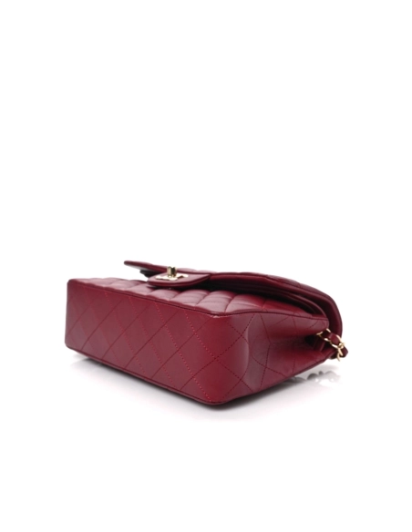 CHANEL Lambskin Quilted Medium Double Flap Burgundy,CHANEL,BAGS