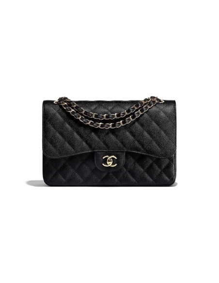 CHANEL LARGE CLASSIC HANDBAG Grained Calfskin Gold Metal,CHANEL,BAGS