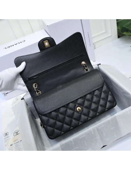 CHANEL LARGE CLASSIC HANDBAG Grained Calfskin Gold Metal,CHANEL,BAGS