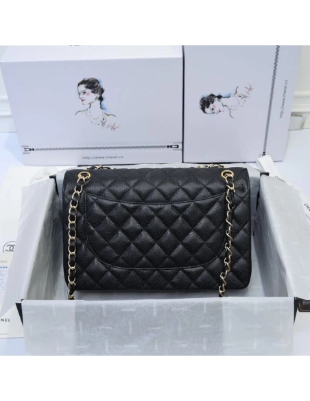 CHANEL LARGE CLASSIC HANDBAG Grained Calfskin Gold Metal,CHANEL,BAGS