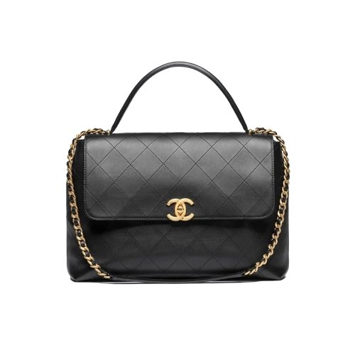 Chanel Maxi Flap Bag With Top Handle Calfskin Gold Tone Metal,CHANEL,BAGS
