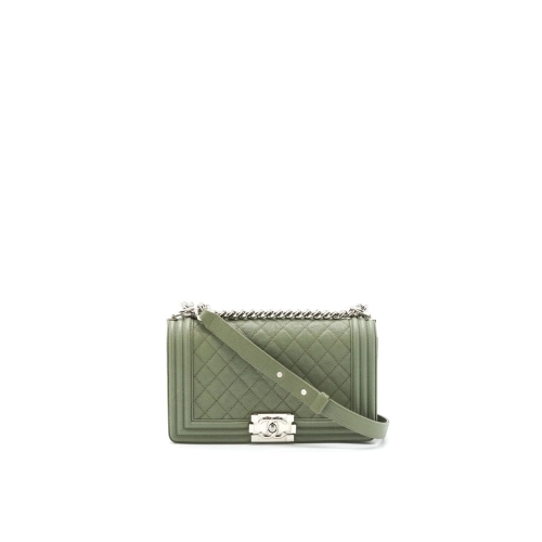 CHANEL MEDIUM BOY BAG CAVIAR LIGHT GREEN,CHANEL,BAGS