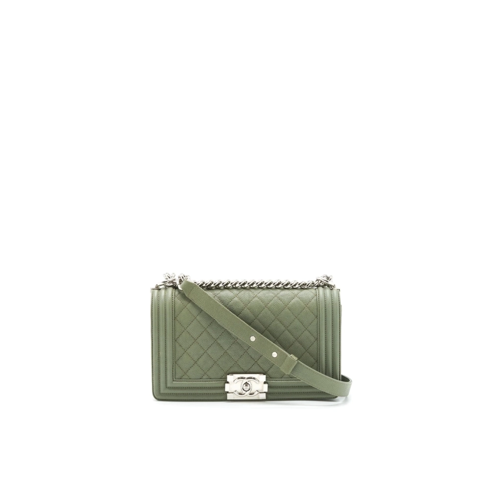 CHANEL MEDIUM BOY BAG CAVIAR LIGHT GREEN,CHANEL,BAGS