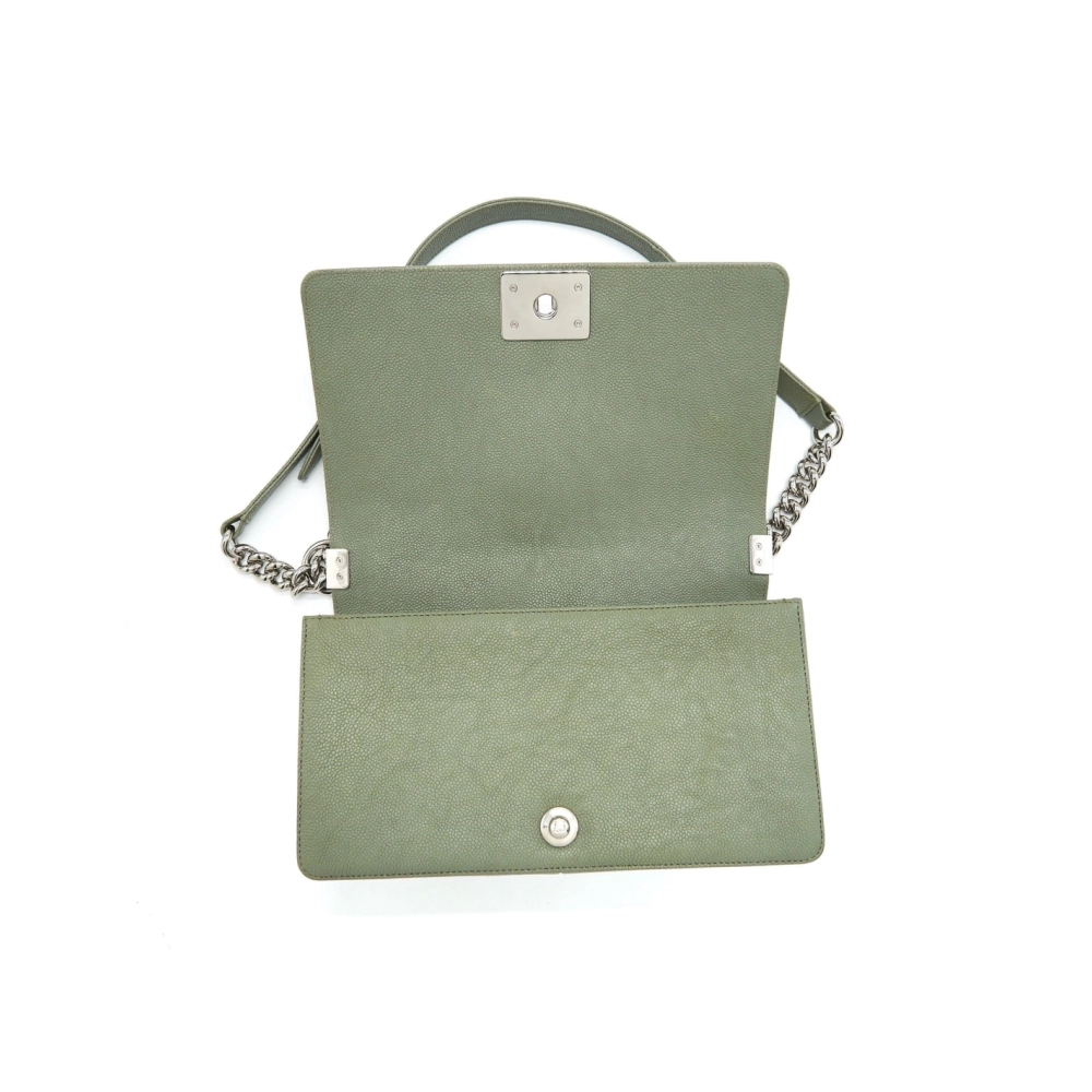 CHANEL MEDIUM BOY BAG CAVIAR LIGHT GREEN,CHANEL,BAGS