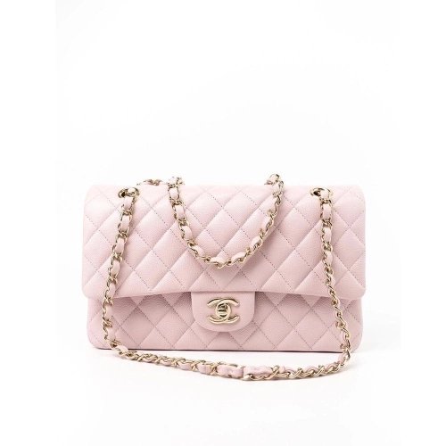 Chanel Medium Classic Double Flap Light Pink Caviar Light Gold Hardware,CHANEL,BAGS