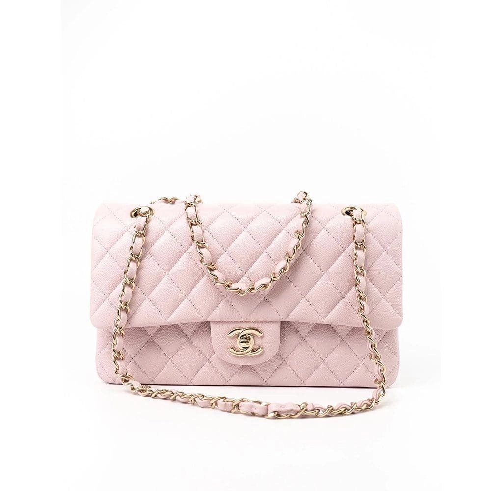 Chanel Medium Classic Double Flap Light Pink Caviar Light Gold Hardware,CHANEL,BAGS