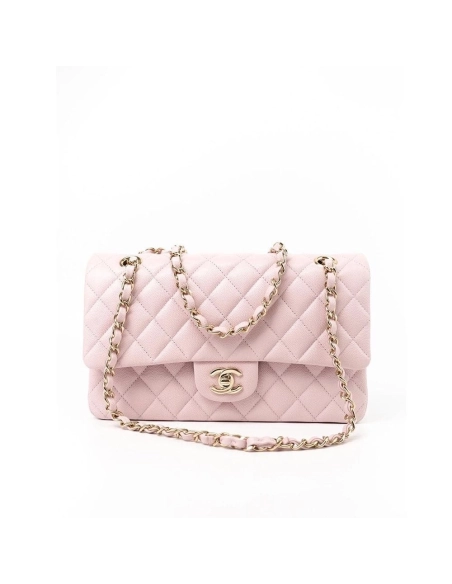Chanel Medium Classic Double Flap Light Pink Caviar Light Gold Hardware,CHANEL,BAGS