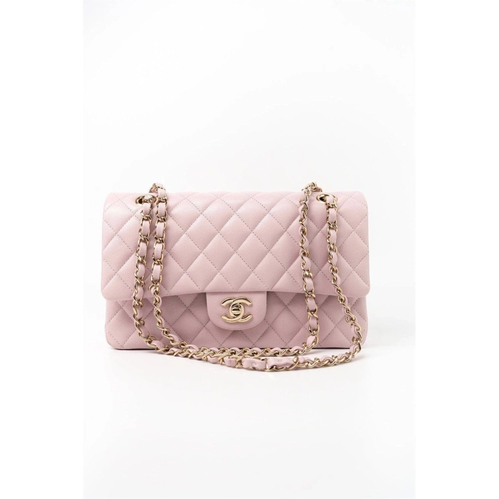 Chanel Medium Classic Double Flap Light Pink Caviar Light Gold Hardware,CHANEL,BAGS