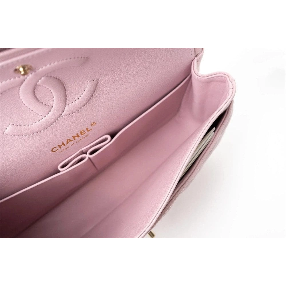 Chanel Medium Classic Double Flap Light Pink Caviar Light Gold Hardware,CHANEL,BAGS