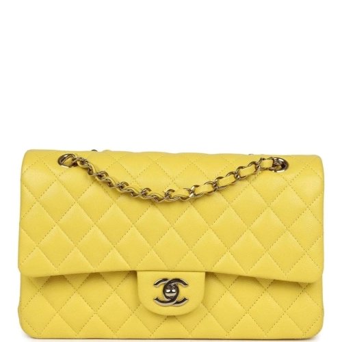 Chanel Medium Classic Double Flap Yellow Caviar Light Gold Hardware,CHANEL,BAGS