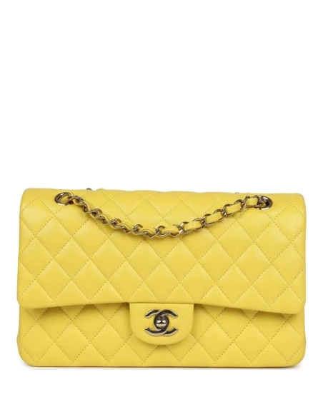 Chanel Medium Classic Double Flap Yellow Caviar Light Gold Hardware,CHANEL,BAGS