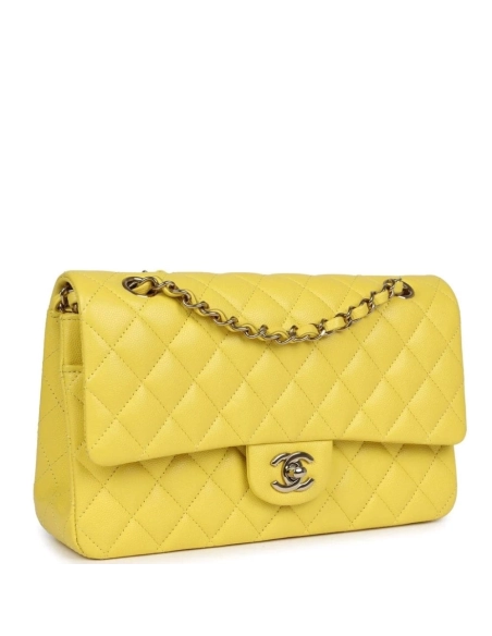 Chanel Medium Classic Double Flap Yellow Caviar Light Gold Hardware,CHANEL,BAGS
