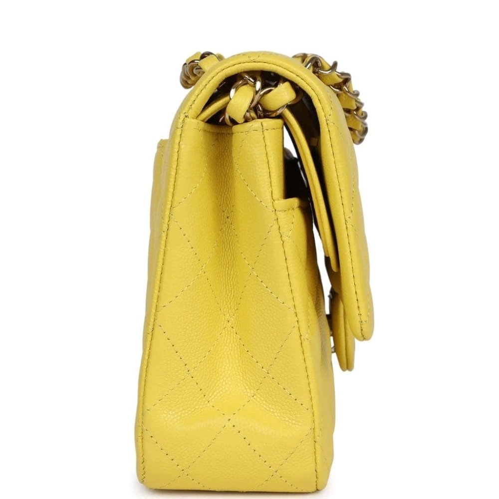 Chanel Medium Classic Double Flap Yellow Caviar Light Gold Hardware,CHANEL,BAGS