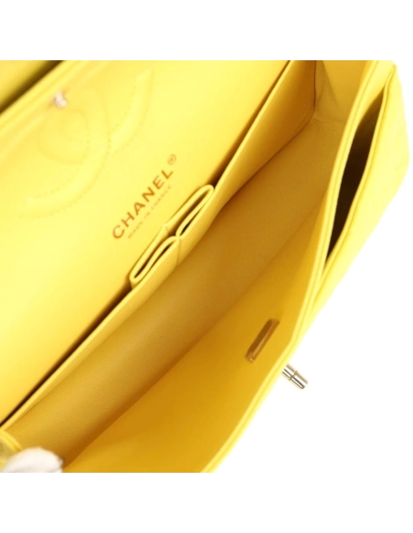 Chanel Medium Classic Double Flap Yellow Caviar Light Gold Hardware,CHANEL,BAGS