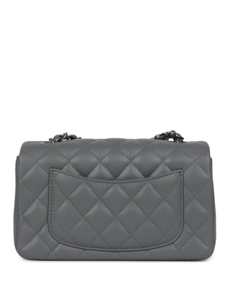 Chanel Mini Rectangular Flap Bag Dark Grey Caviar Silver Hardware,CHANEL,BAGS