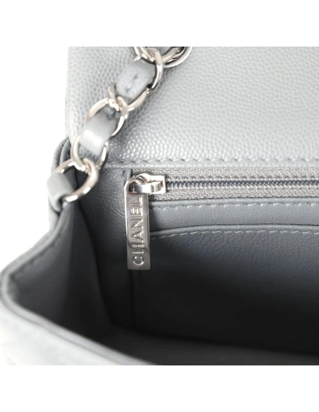 Chanel Mini Rectangular Flap Bag Dark Grey Caviar Silver Hardware,CHANEL,BAGS