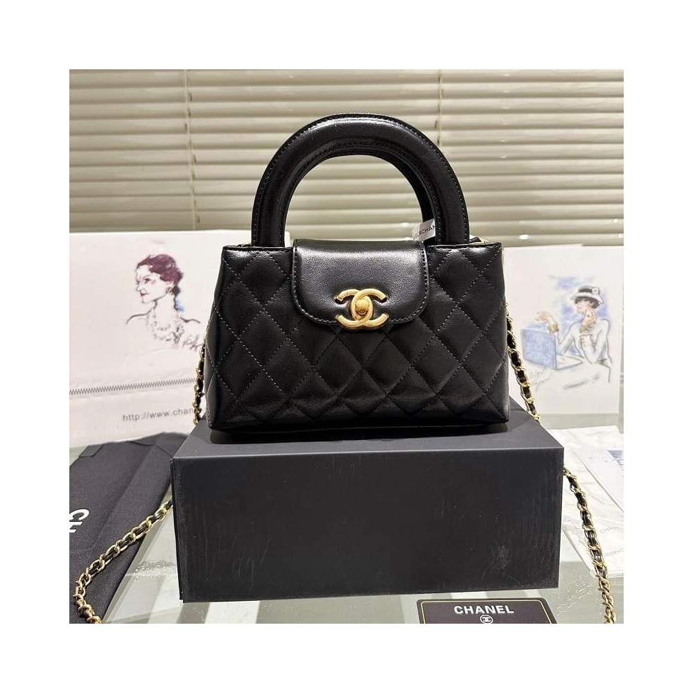 CHANEL MINI SHOPPING BAG BLACK,CHANEL,BAGS