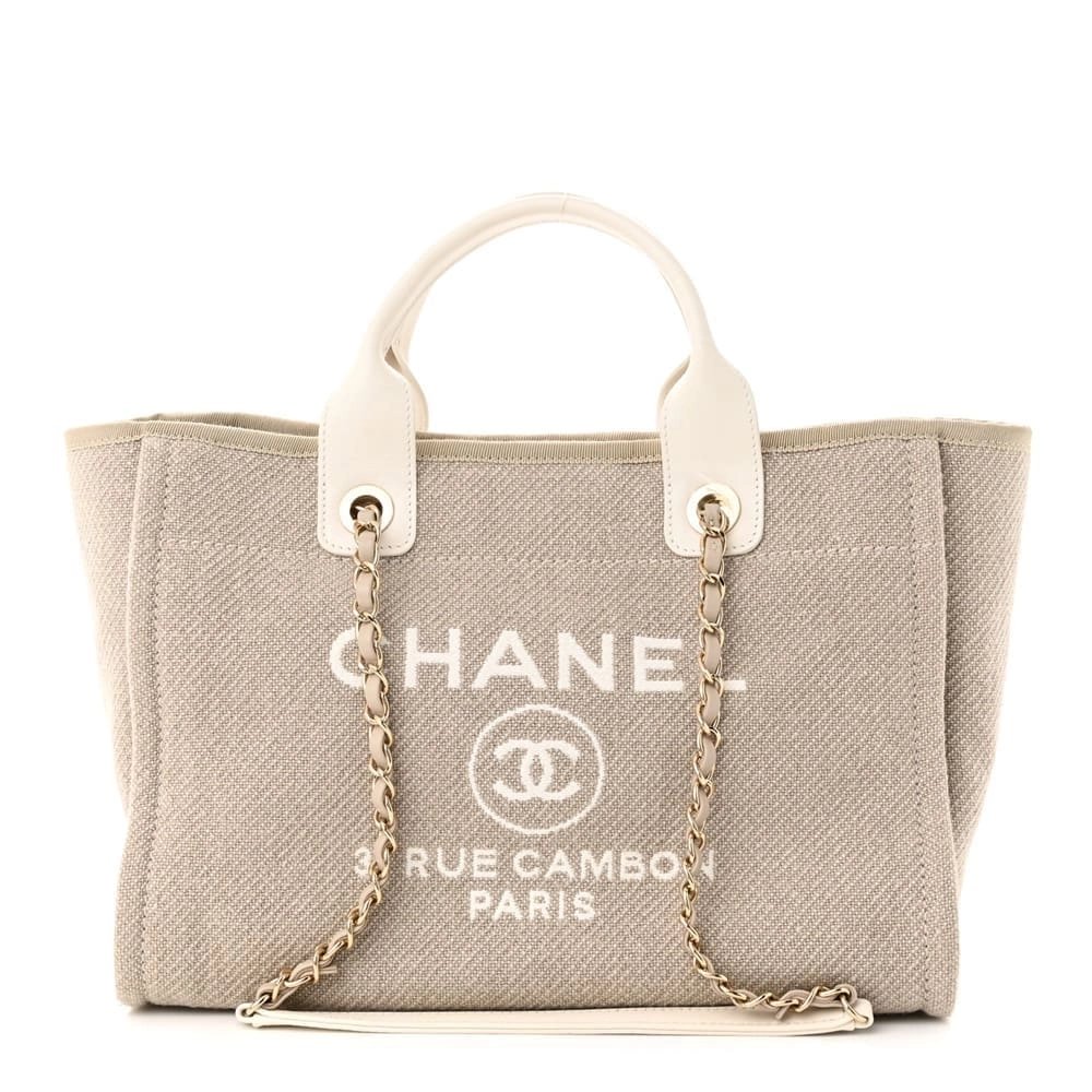 Chanel Mixed Fibers Calfskin Deauville Tote Light Grey,CHANEL,BAGS