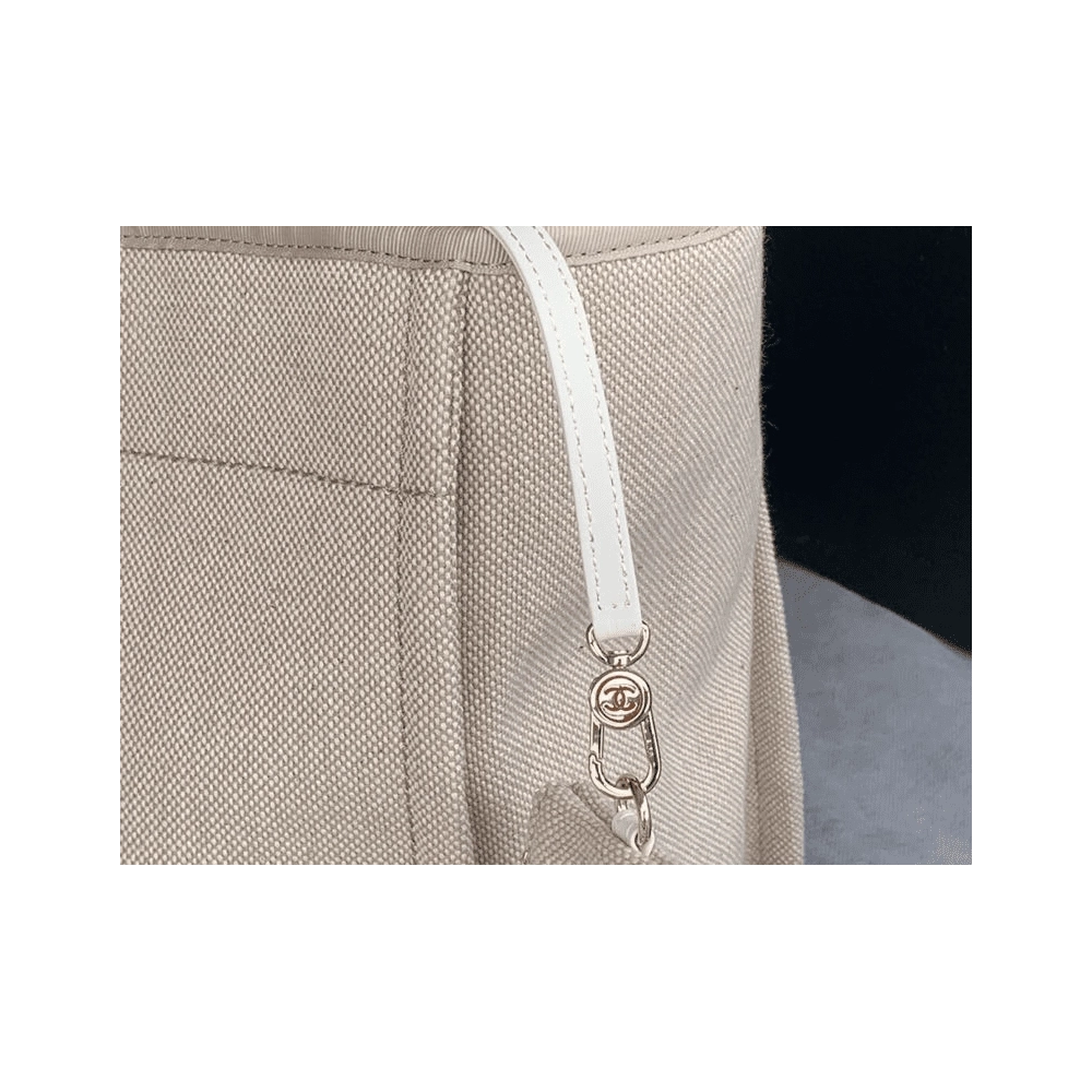 Chanel Mixed Fibers Calfskin Deauville Tote Light Grey,CHANEL,BAGS