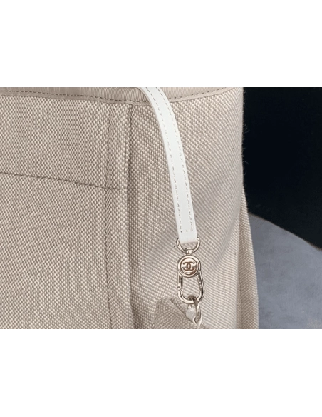 Chanel Mixed Fibers Calfskin Deauville Tote Light Grey,CHANEL,BAGS