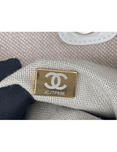 Chanel Mixed Fibers Calfskin Deauville Tote Light Grey,CHANEL,BAGS