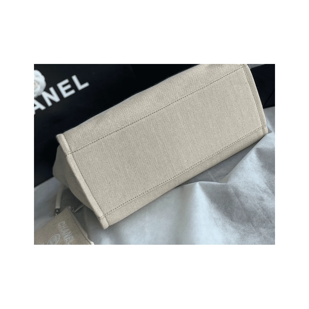 Chanel Mixed Fibers Calfskin Deauville Tote Light Grey,CHANEL,BAGS