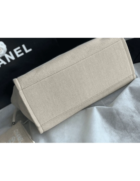 Chanel Mixed Fibers Calfskin Deauville Tote Light Grey,CHANEL,BAGS
