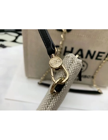 Chanel Mixed Fibers Calfskin Deauville Tote Light Grey 54123172,CHANEL,BAGS