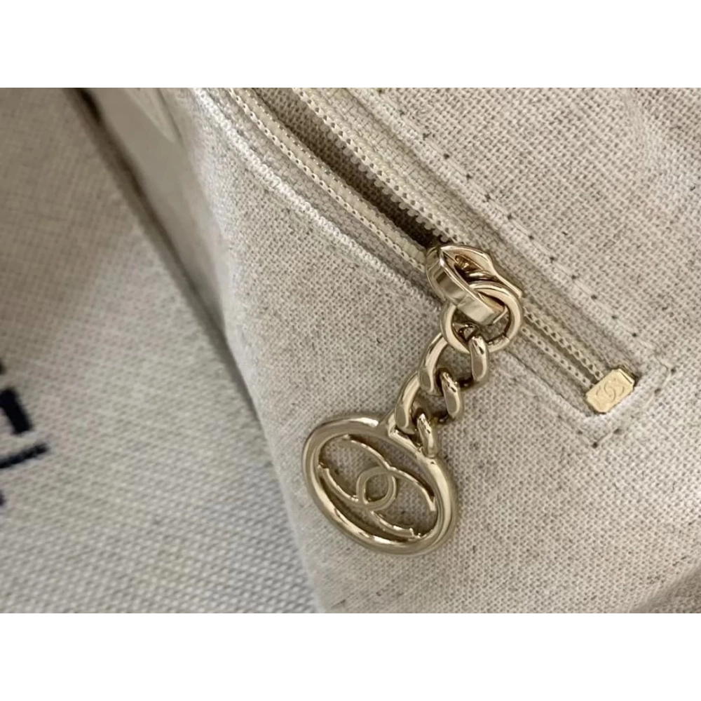 Chanel Mixed Fibers Calfskin Deauville Tote Light Grey 54123172,CHANEL,BAGS