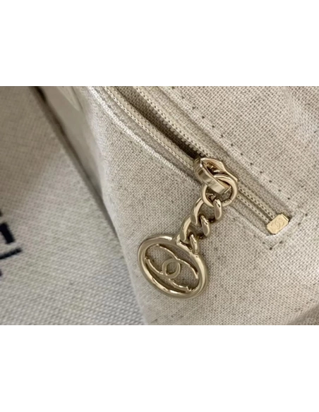 Chanel Mixed Fibers Calfskin Deauville Tote Light Grey 54123172,CHANEL,BAGS