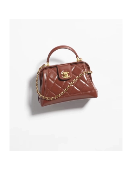Chanel Polished Lambskin Gold Tone Metal Brown,CHANEL,BAGS