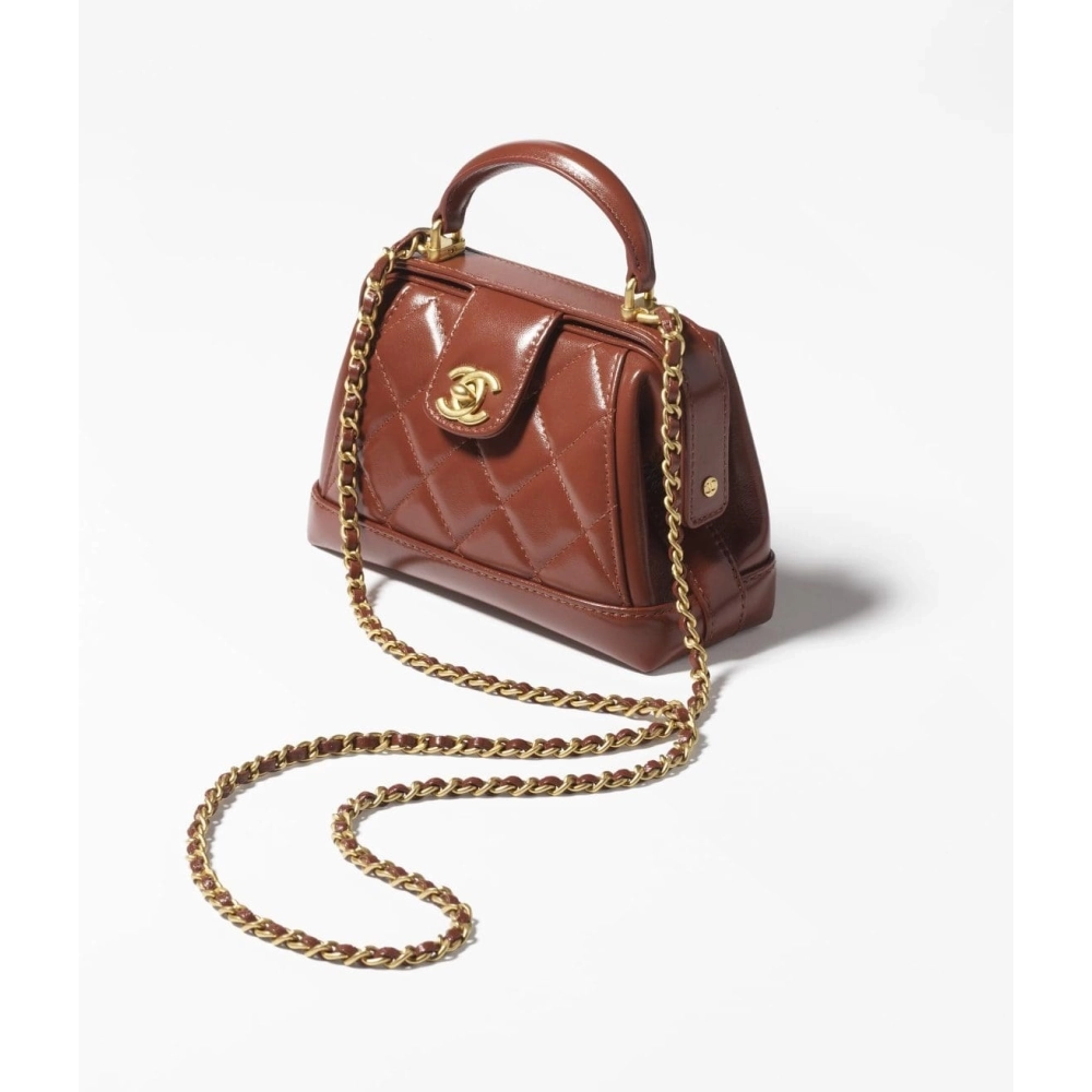 Chanel Polished Lambskin Gold Tone Metal Brown,CHANEL,BAGS