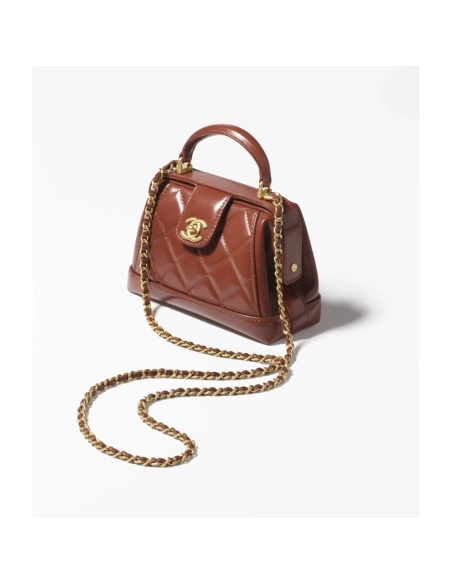 Chanel Polished Lambskin Gold Tone Metal Brown,CHANEL,BAGS
