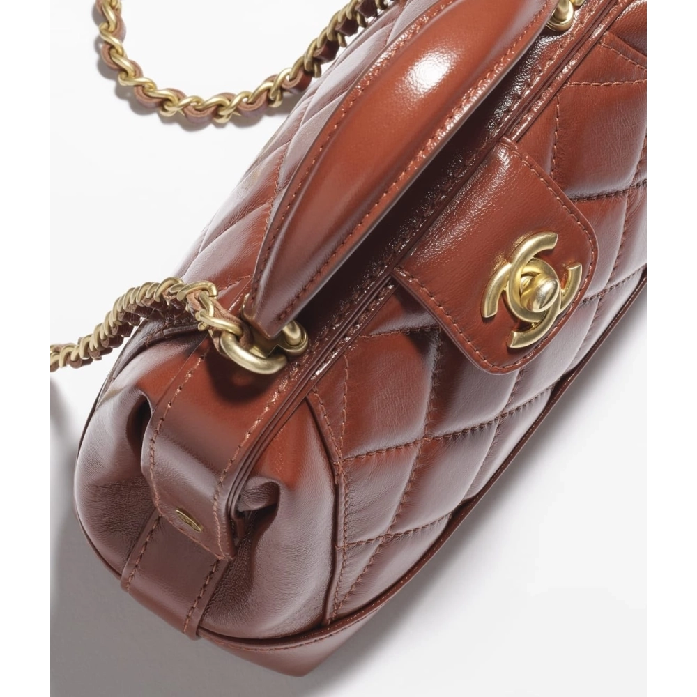 Chanel Polished Lambskin Gold Tone Metal Brown,CHANEL,BAGS