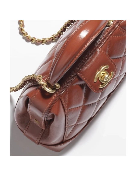 Chanel Polished Lambskin Gold Tone Metal Brown,CHANEL,BAGS