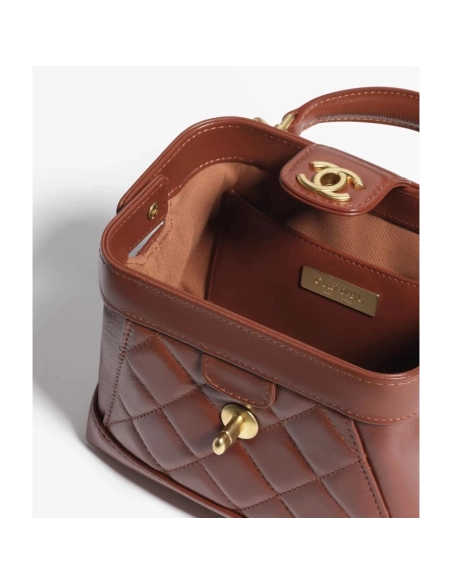 Chanel Polished Lambskin Gold Tone Metal Brown,CHANEL,BAGS