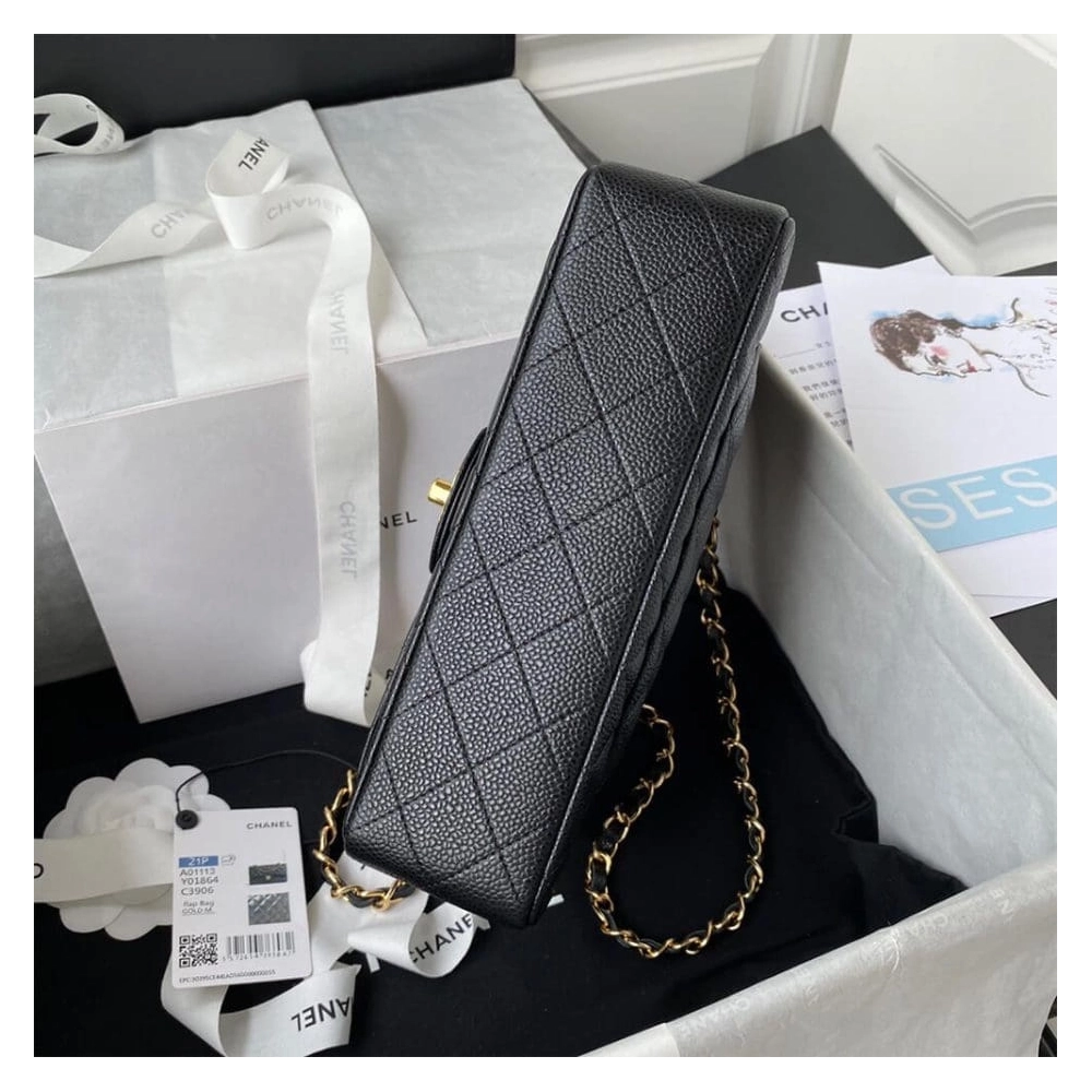 CHANEL SMALL CLASSIC HANDBAG Grained Calfskin Gold Metal,CHANEL,BAGS