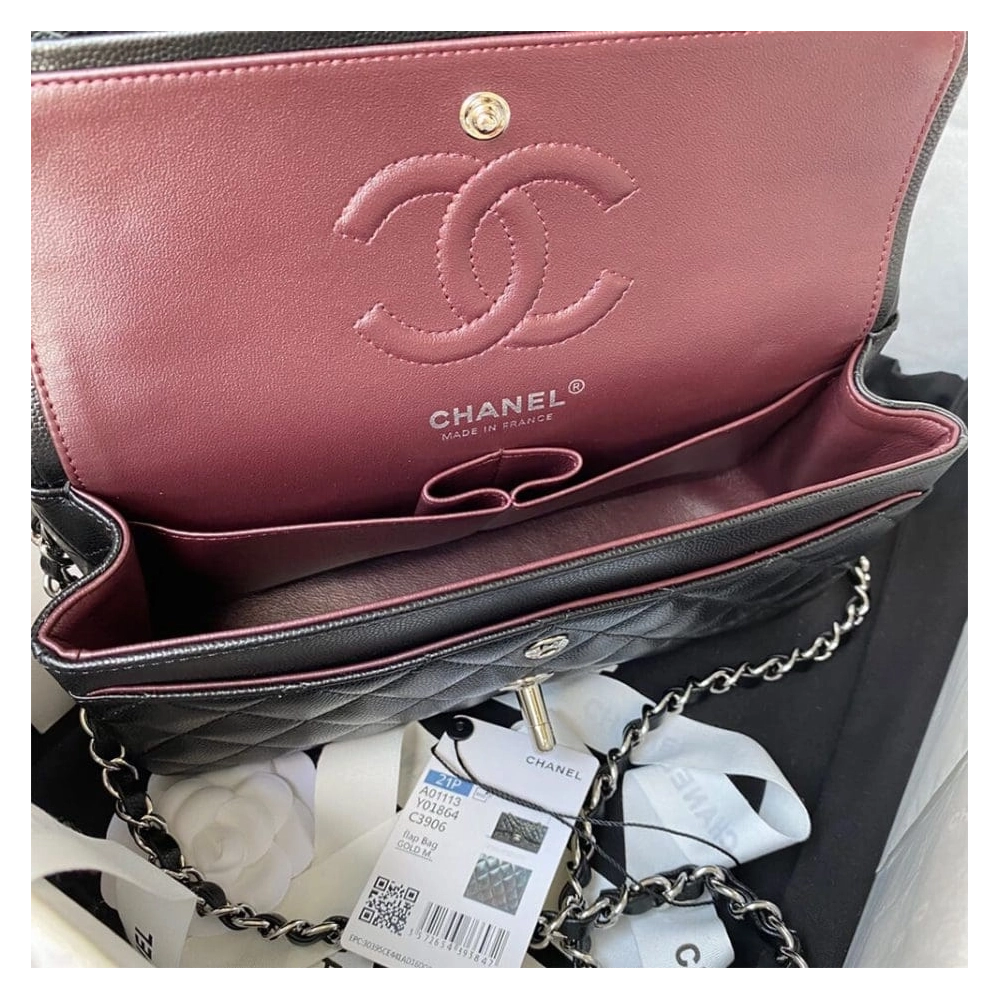 CHANEL SMALL CLASSIC HANDBAG Grained Calfskin Silver Metal,CHANEL,BAGS