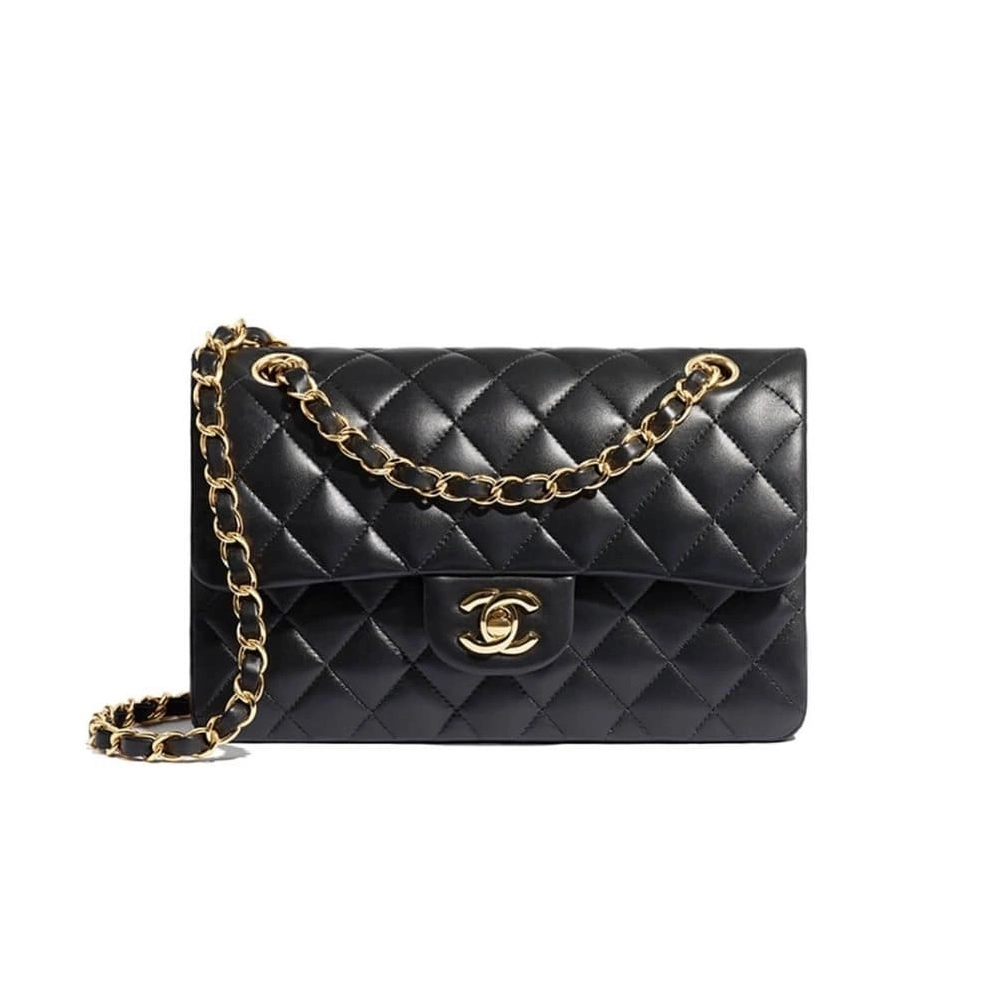 CHANEL SMALL CLASSIC HANDBAG LAMBSKIN GOLD METAL,CHANEL,BAGS