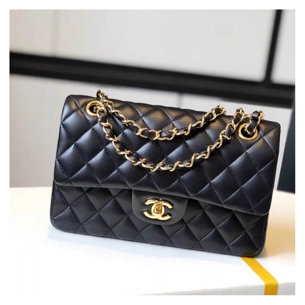 CHANEL SMALL CLASSIC HANDBAG LAMBSKIN GOLD METAL,CHANEL,BAGS