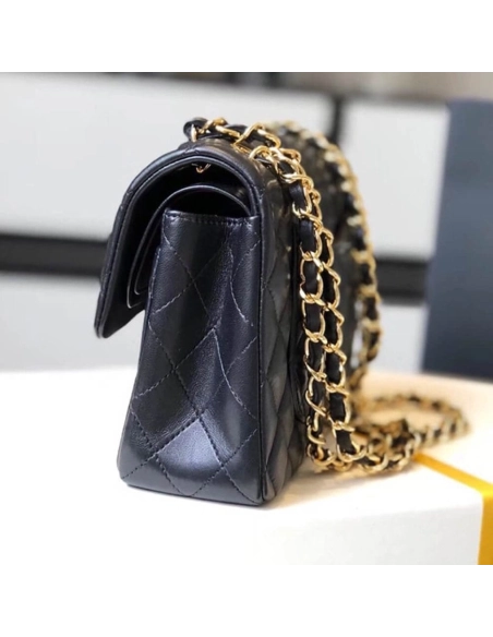 CHANEL SMALL CLASSIC HANDBAG LAMBSKIN GOLD METAL,CHANEL,BAGS