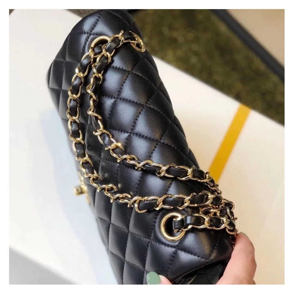 CHANEL SMALL CLASSIC HANDBAG LAMBSKIN GOLD METAL,CHANEL,BAGS